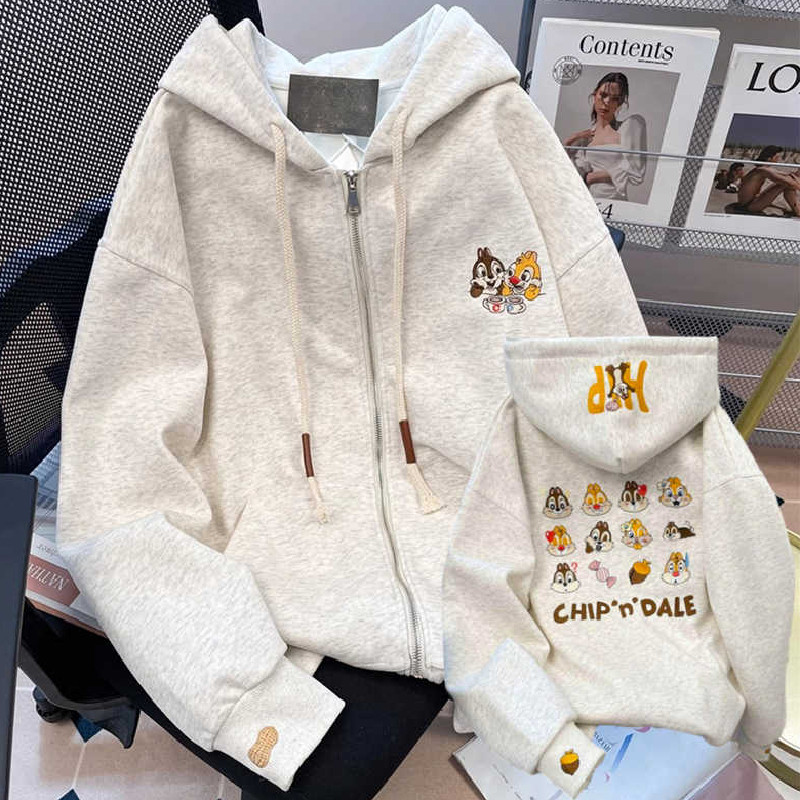 秋2025加绒连帽开衫卫衣刺绣拉链外套情侣款102B-W2762P55加绒65图片