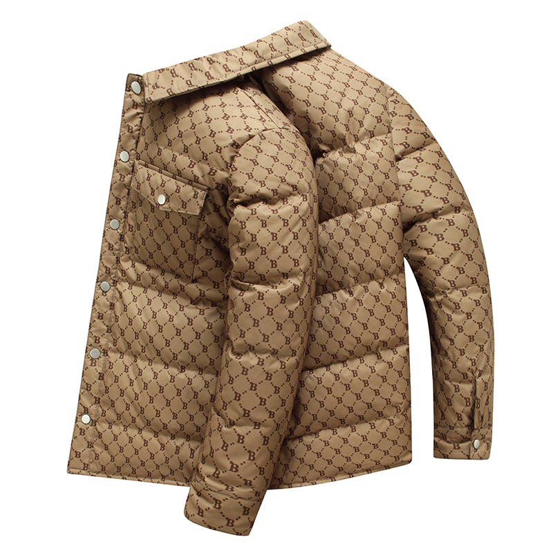 冬款羽绒服男字母logo翻领加厚按扣短款外套羽绒衣102B-Y5328P155，男装羽绒服，星座102B