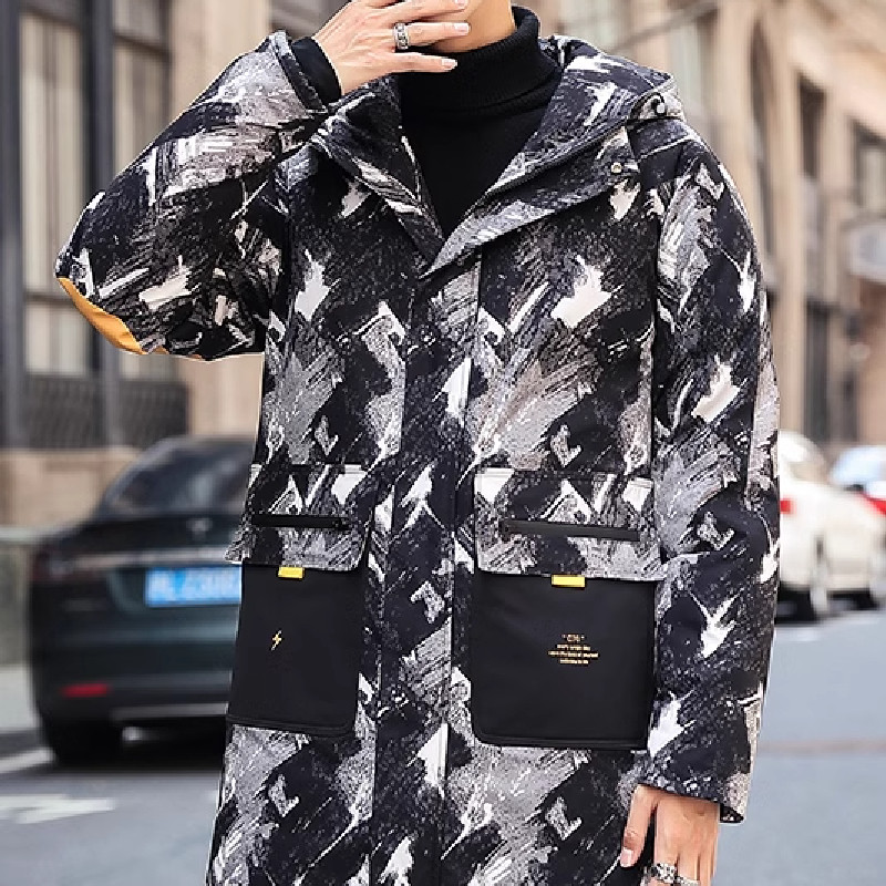 直播可吃货冬装迷彩大口袋连帽胶印户外羽绒服102B-Y018P200特批,男装羽绒服,星座102B
