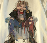 纯棉美式hiphop小丑女人物短袖t恤男女夏高街情侣102B-T2153P30，男装T恤，星座102B