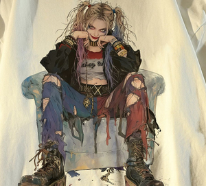 纯棉美式hiphop小丑女人物短袖t恤男女夏高街情侣102B-T2153P30图片