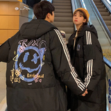 冬加厚小恶魔印花袖三杠连帽中长款宽松羽绒服男女102B-Y2188P165，男装羽绒服，星座102B