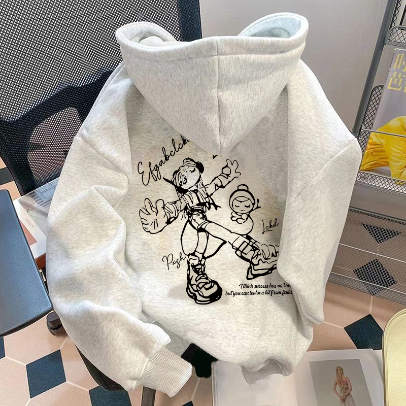 秋2025纯棉银狐绒美式正肩连帽卫衣男女102B-W7923P58加绒68，男装卫衣，星座102B