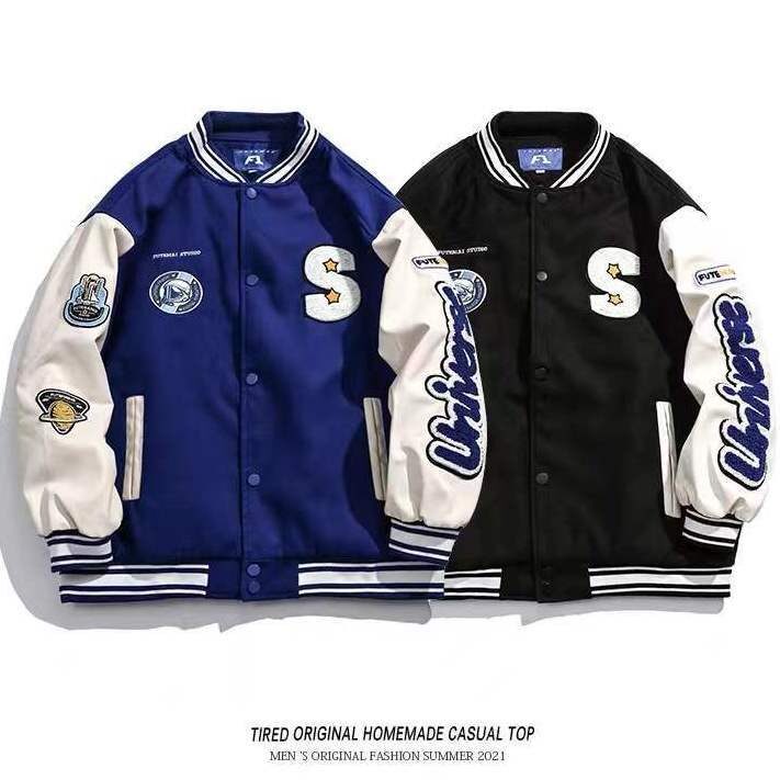 秋韩版复古学院风拼接宽松休闲棒球服夹克运动外套102B-W8002P75,男装夹克,星座102B