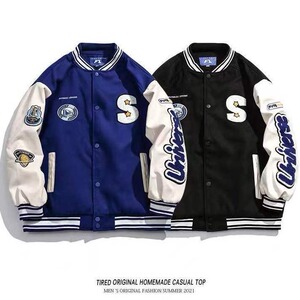 秋韩版复古学院风拼接宽松休闲棒球服夹克运动外套102B-W8002P75图片