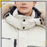 可直播吃货羽绒服狐狸毛领加厚反光条工装鸭绒102B-Y068P200特价，男装羽绒服，星座102B