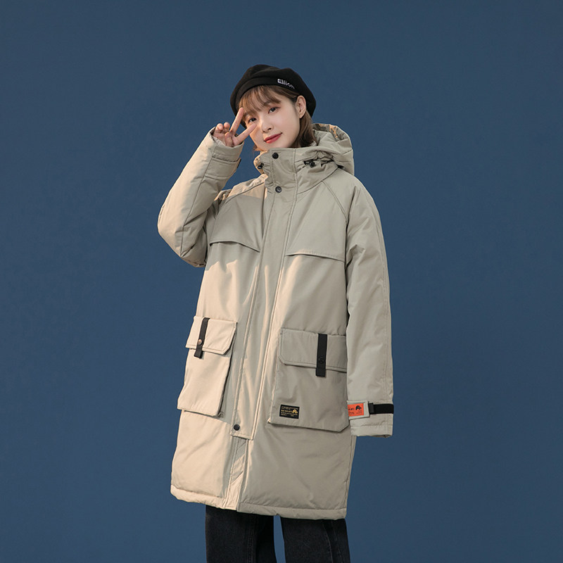 工装情侣装羽绒服男女连帽中长款加厚派克服冬外套102B-Y8068P220,男装羽绒服,星座102B