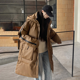 加厚潮英文印花连帽中长情侣款宽松保暖羽绒服男女102B-Y5929P235，男装羽绒服，星座102B