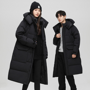 冬白鹅绒羽绒服男长款过膝男女同款宽松外套102B-降价Y8915P195，男装羽绒服，星座102B