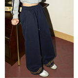 加绒撞色格子直筒长裤秋冬学生休闲裤运动裤102B-K518P45加绒55，女装休闲裤，星座102B