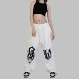 秋25外贸欧美跨境高腰抽绳宽松辣妹风跳舞运动裤男女102B-K781P45，女装休闲裤，星座102B