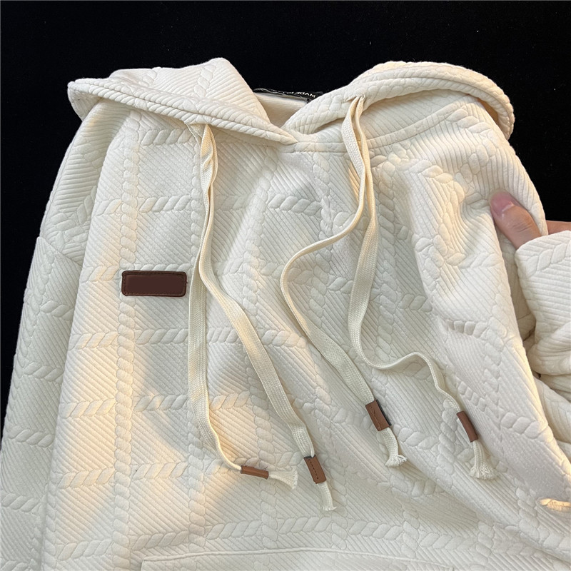 春款提花双绳双层帽宽松小众港风卫衣常规百搭外套102B-W2522P45,男装卫衣,星座102B