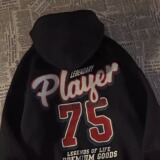 美式潮街头风数字印花连帽卫衣男女秋冬加绒102B-W2055P48加绒58，男装卫衣，星座102B