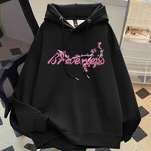 秋25潮牌樱花印花连帽卫衣风情侣外套102B-W2858P50加绒60图片