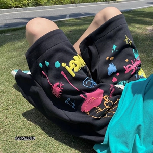 多巴胺美式潮流运动裤夏学生韩版宽松百搭篮球五分裤102B-K061P35图片