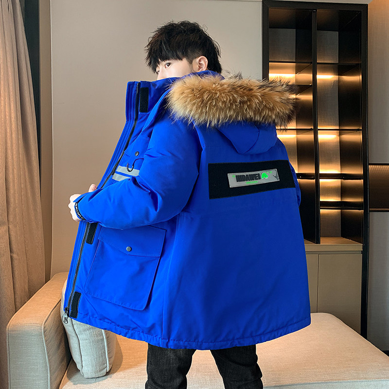 工装情侣装羽绒服连帽真毛中长加厚派克服冬外套102B-Y8258P235,男装羽绒服,星座102B