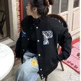 棒球服外套高级美式迷宫格民族风贴布百搭情侣夹克102B-JK5216P68，男装夹克，星座102B