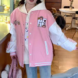 秋男女2025学院风猫爪刺绣棒球服外套撞色夹克上衣102B-JK817P78，女装短外套，星座102B