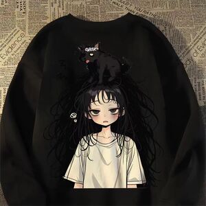 重磅纯棉美式薄款圆领卫衣男女秋款慵懒风外套上衣102B-W3506P48图片