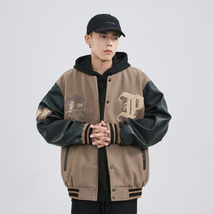 秋25原版质量毛呢外套男潮牌棒球服棉服情侣装夹克102B-JK7627P75图片