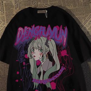 纯棉精梳绿发双马尾女孩印花高街时尚百搭潮个性T恤102B-T1237P30