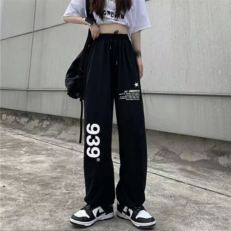 2024秋抽绳字母裤嘻哈hiphop街舞潮运动阔腿休闲裤102B-K741P40图片