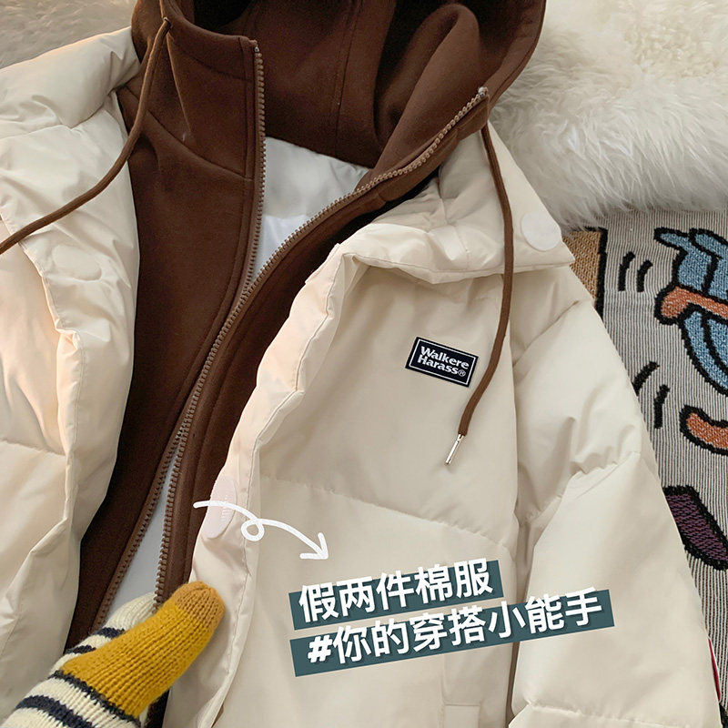 假两件棉服男加厚连帽外套美式高街棉衣秋冬潮棉袄102B-M3845P105,男装棉衣,星座102B