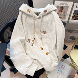 秋2025刺绣连帽卫衣秋冬慵懒风可爱外套上衣102B-W2760P55加绒65，女装短外套，星座102B