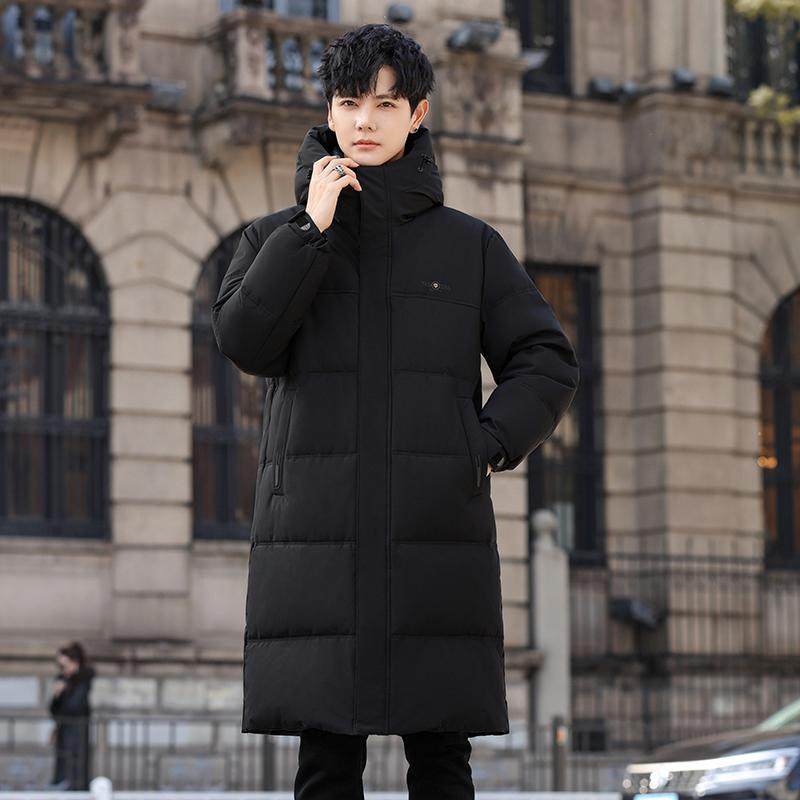 冬白鹅绒服男连帽渐变长款加厚工装外套情侣羽绒衣102B-Y886P325，男装羽绒服，星座102B