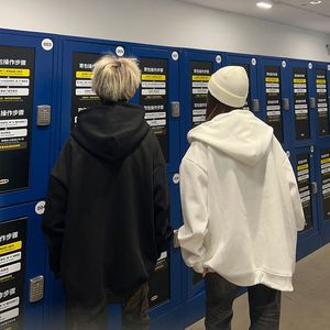 秋2025原版重工英文刺绣食毛华棉复合连帽卫衣男女102B-W1386P55图片