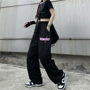 抽绳百搭宽松字母长裤休闲运动裤hiphop跳舞潮ins102B-K658P40图片