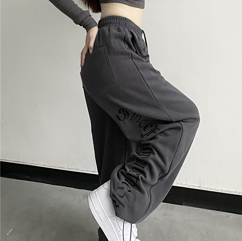 年后大货米尼韩版字母刺绣宽松百搭卫裤运动裤男女102B-K8249P55,女装休闲裤,星座102B