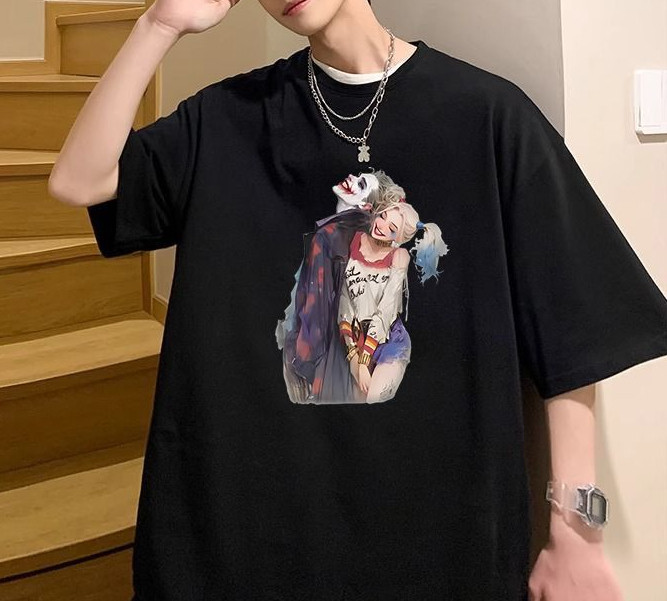 纯棉淘抖质量高街男女夏小丑印花潮ins情侣短袖t恤102B-T2225P30,男装T恤,星座102B