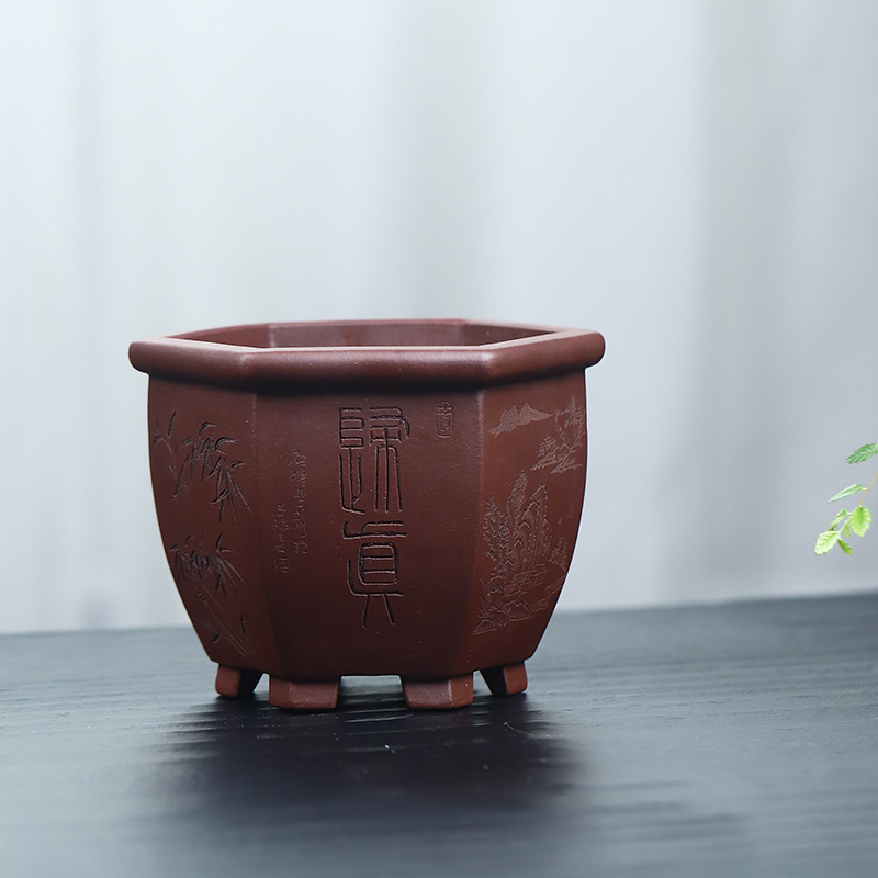 玖紫轩精品紫砂花盆应小清原矿紫泥多肉盆景菖蒲翠盖荷矮种兰花盆