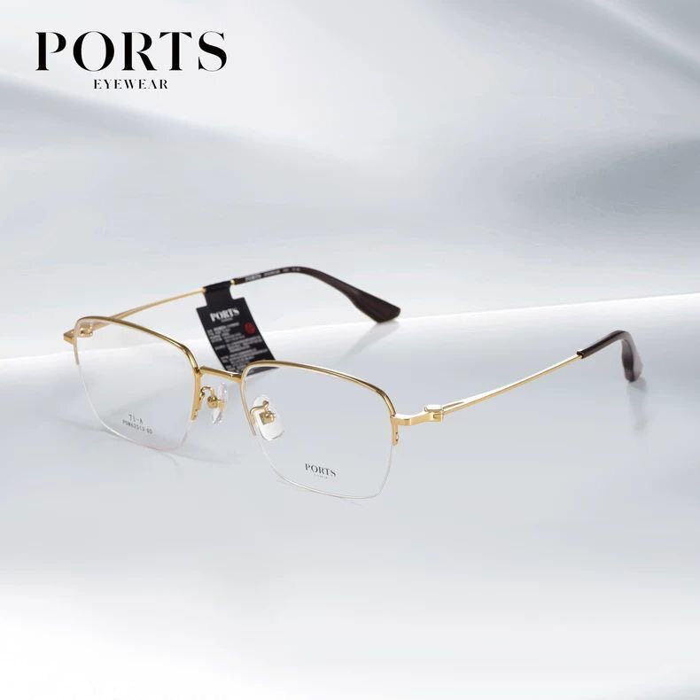 PORTS新款近视眼镜框女半框精致时尚设计感超轻钛架正品POF22526