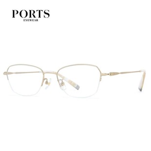 PORTS宝姿眼镜架女近视镜框纯钛配镜商务简约超轻 POF22504 半框