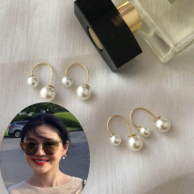 大s同款双面珍珠耳环日韩百搭