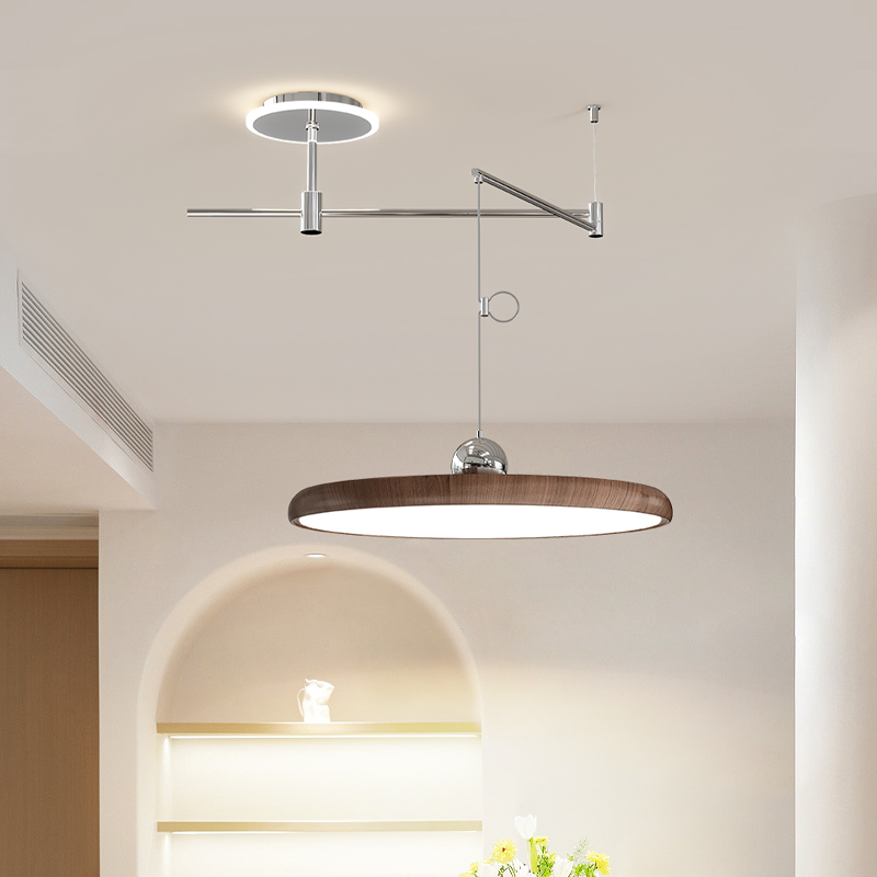 摇臂餐厅吊灯中古风法式复古可位移折叠飞碟侘寂餐桌岛台中山灯具