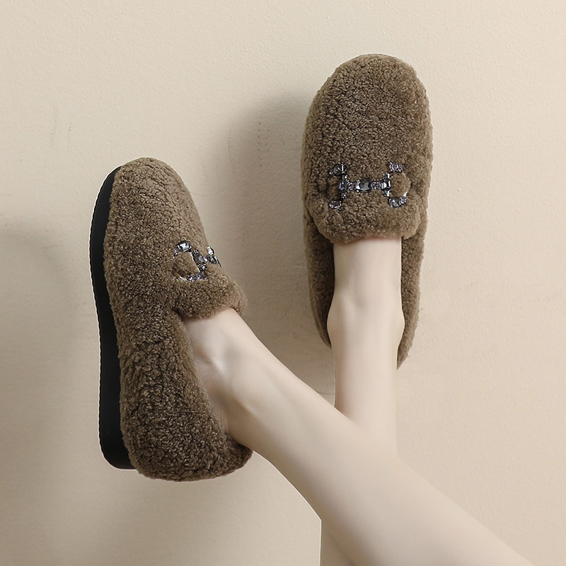 厚底毛毛鞋女秋冬季外穿2025新款加绒保暖棉鞋羊毛内增高豆豆鞋,女鞋,乐福鞋（豆豆鞋）,淘宝优惠券,粉丝福利购,淘宝优惠卷