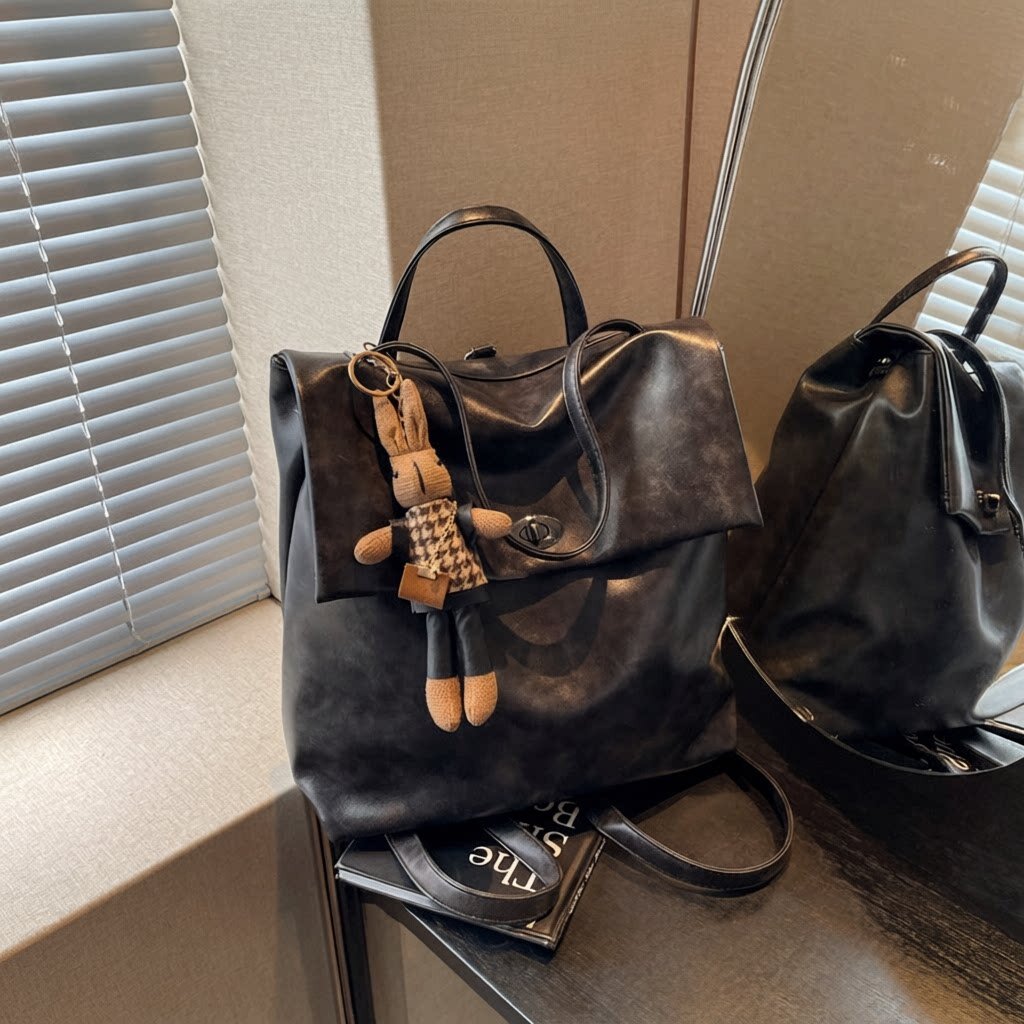 双肩包女时尚小众设计手提水桶