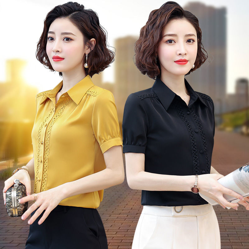 时尚雪纺衬衫女长袖春装2021年新款洋气打底上衣职业加绒宽松衬衣