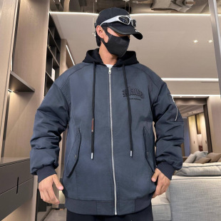 加肥加大码棉衣内里绗缝棉连帽棉服男装冬季棉服外套男300斤胖人