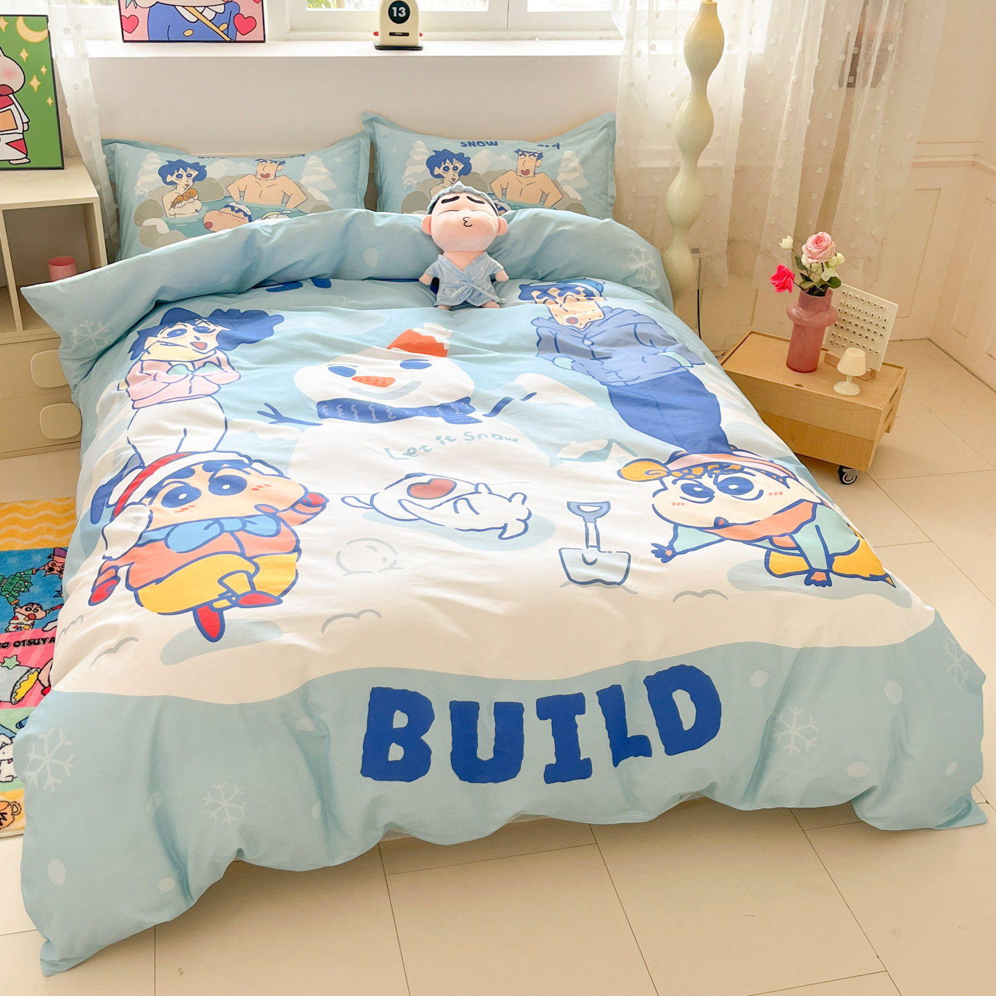 蜡笔小新授权卡通纯棉全棉床上四件套儿童学生宿舍被套床笠三件套,床上用品,床品套件/四件套/多件套,淘宝优惠券,粉丝福利购,淘宝优惠卷