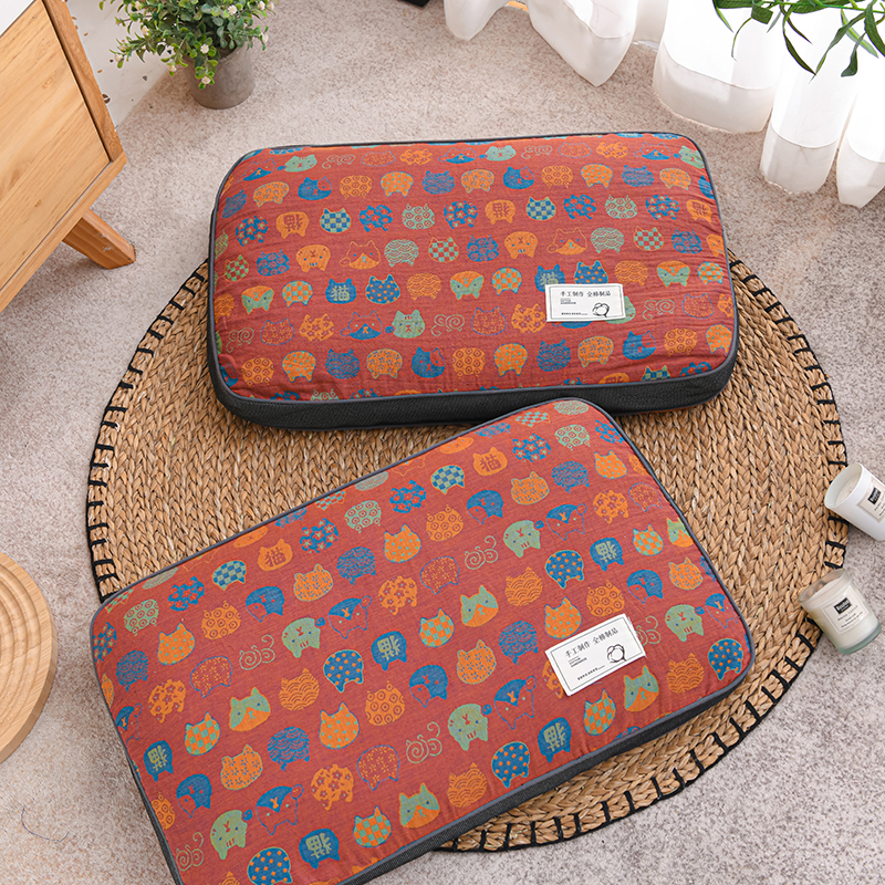 全棉色织双层纱大提花荞麦壳枕