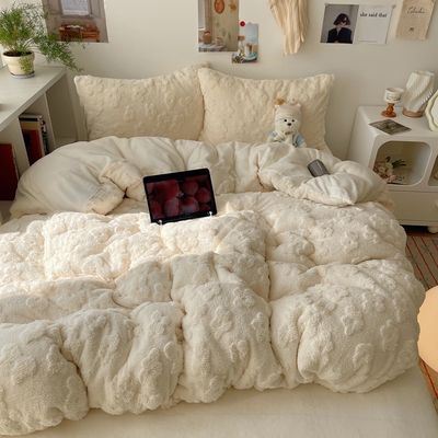 云朵花舒棉绒A类牛奶绒四件套