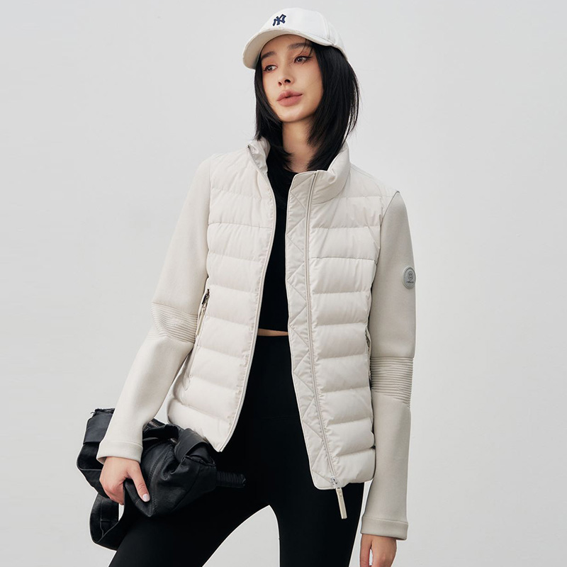 2025冬季新款90白鹅绒鹅绒服立领轻薄针织螺纹袖排骨鹅绒外套