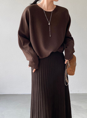 江左 不规则圆弧下摆针织衫女冬季加厚感百搭长袖打底衫10893