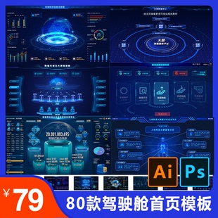 大气数字孪生大屏bi数据可视化大屏驾驶舱网站首页展示UI设计模板