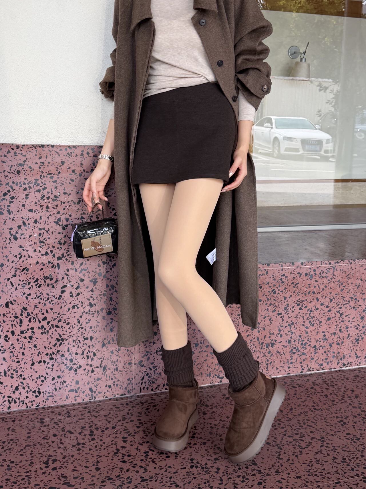 秋冬新款毛呢裤袜搭子27068高腰显瘦A字裙女短款半身裙百搭西装裙