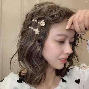 少女精灵花蕊网红水钻花朵珍珠发夹边夹优雅气质头饰发卡子头饰品